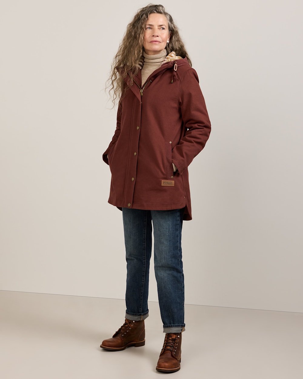 ALTERNATE VIEW OF WOMEN'S CEDAR CREEK CANVAS PARKA IN RAISIN image number 2