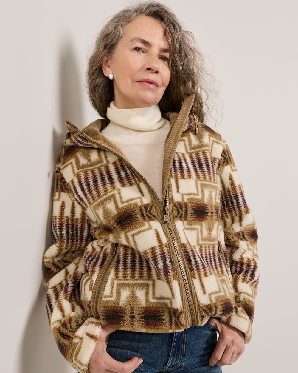 WOMEN'S HARDING COTTONWOOD FLEECE HOODIE IN TAN/IVORY image number 1