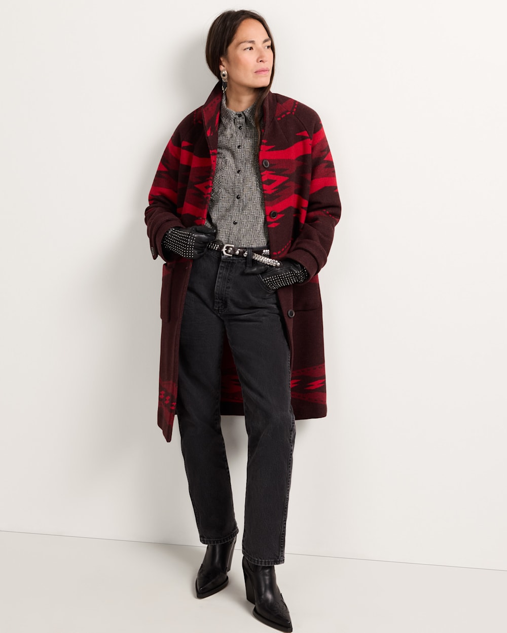 ALTERNATE VIEW OF WOMEN'S CROWN POINT ARCHIVE BLANKET COAT IN RED image number 5
