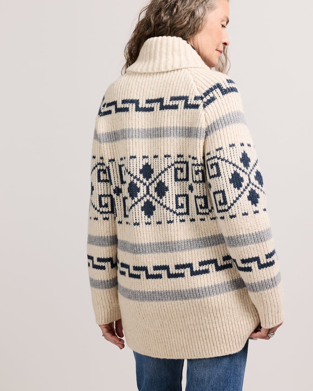 ALTERNATE VIEW OF WOMEN'S WESTERLEY COLLECTION CARDIGAN IN IVORY/BLUE MULTI image number 2