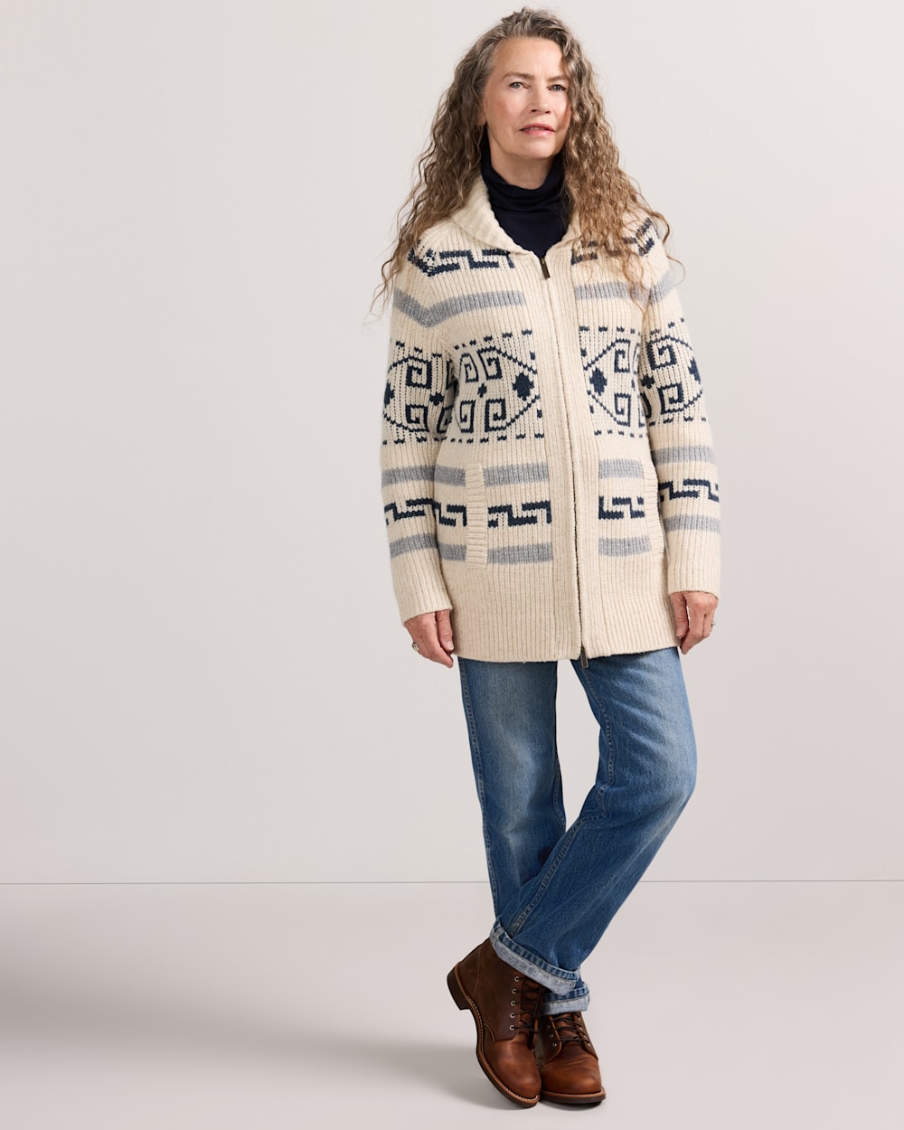 ALTERNATE VIEW OF WOMEN'S WESTERLEY COLLECTION CARDIGAN IN IVORY/BLUE MULTI image number 5
