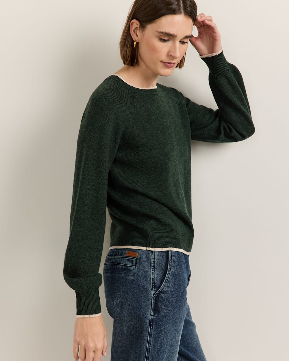 ALTERNATE VIEW OF WOMEN'S MERINO SWEATER IN DARK FIR image number 2