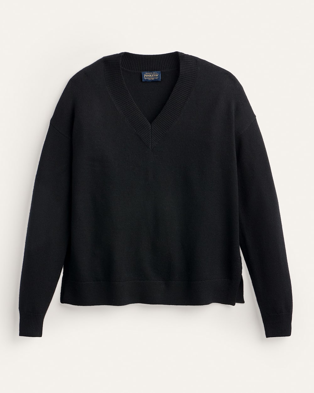 WOMEN'S MERINO V-NECK SWEATER IN BLACK image number 1