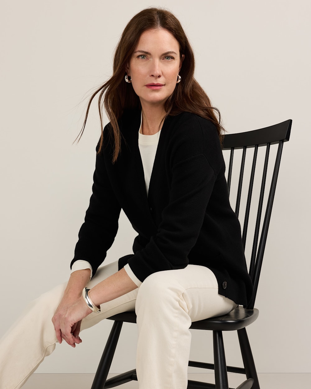 WOMEN'S RELAXED MERINO CARDIGAN IN BLACK image number 1