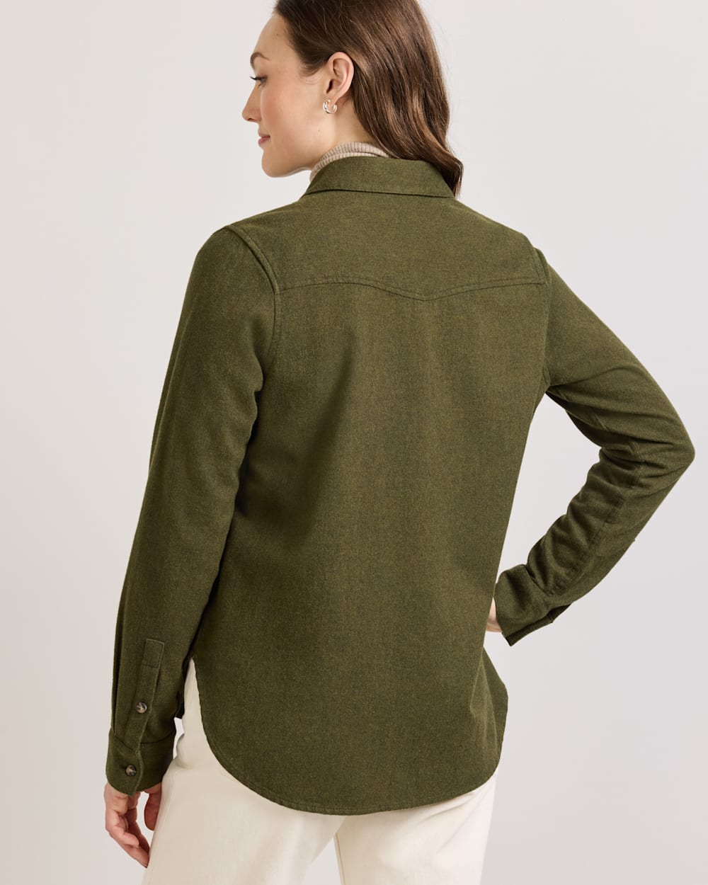 ALTERNATE VIEW OF WOMEN'S PERFECT TWO POCKET FLANNEL SHIRT IN DARK FIR image number 2