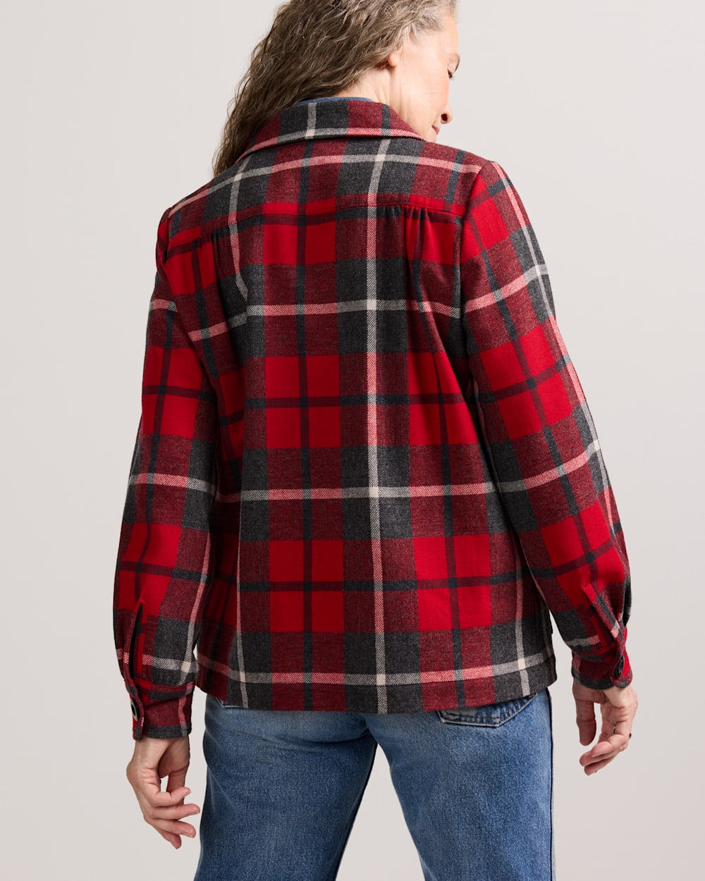ALTERNATE VIEW OF WOMEN'S 49ER JACKET IN RED/CHARCOAL PLAID image number 2