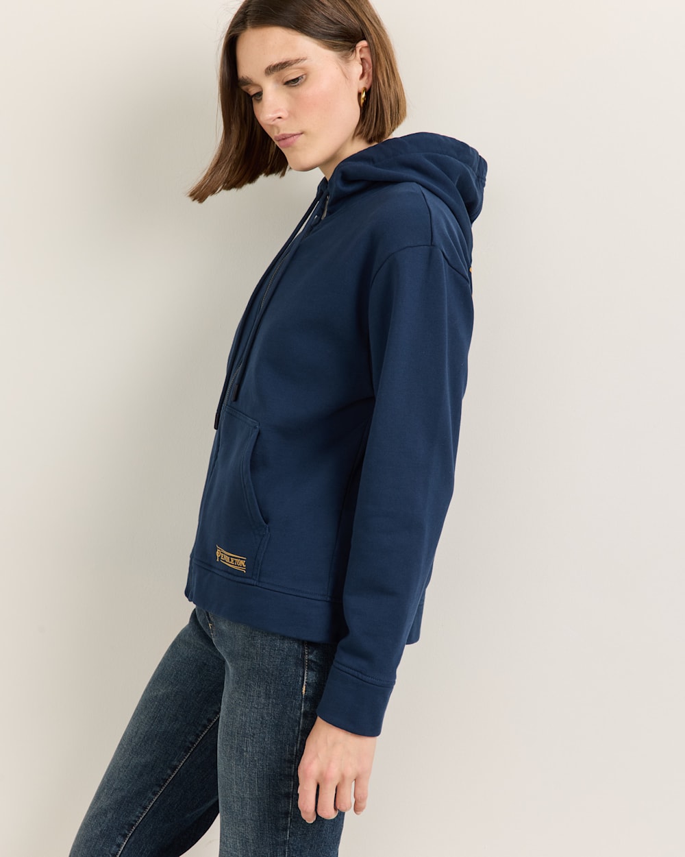 ALTERNATE VIEW OF WOMEN'S LOGO GRAPHIC ZIP HOODIE IN NAVY image number 4