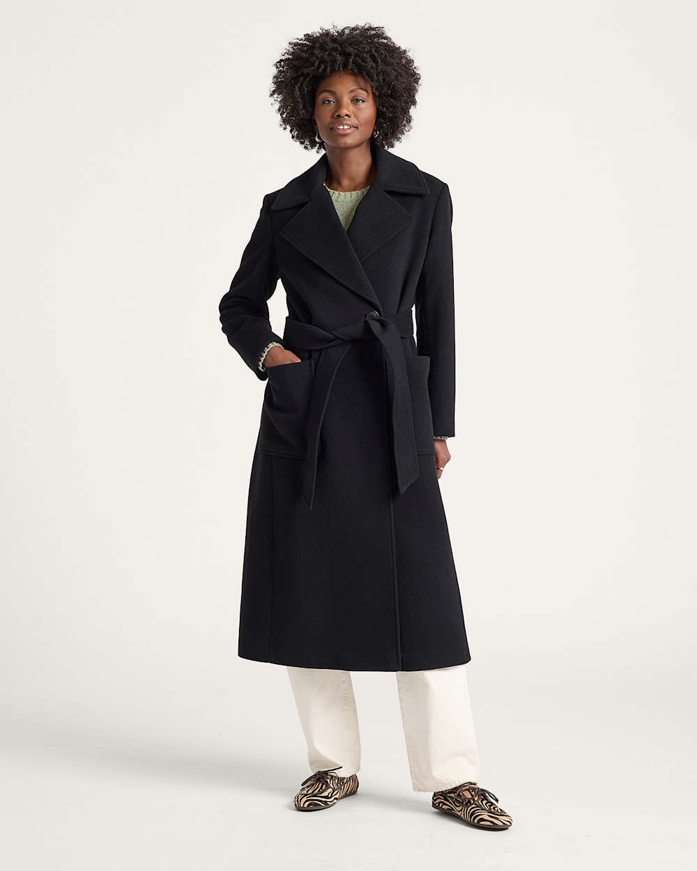 WOMEN'S NOB HILL WOOL WRAP COAT IN BLACK image number 1