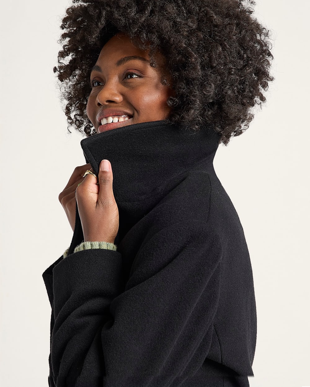 ALTERNATE VIEW OF WOMEN'S NOB HILL WOOL WRAP COAT IN BLACK image number 4