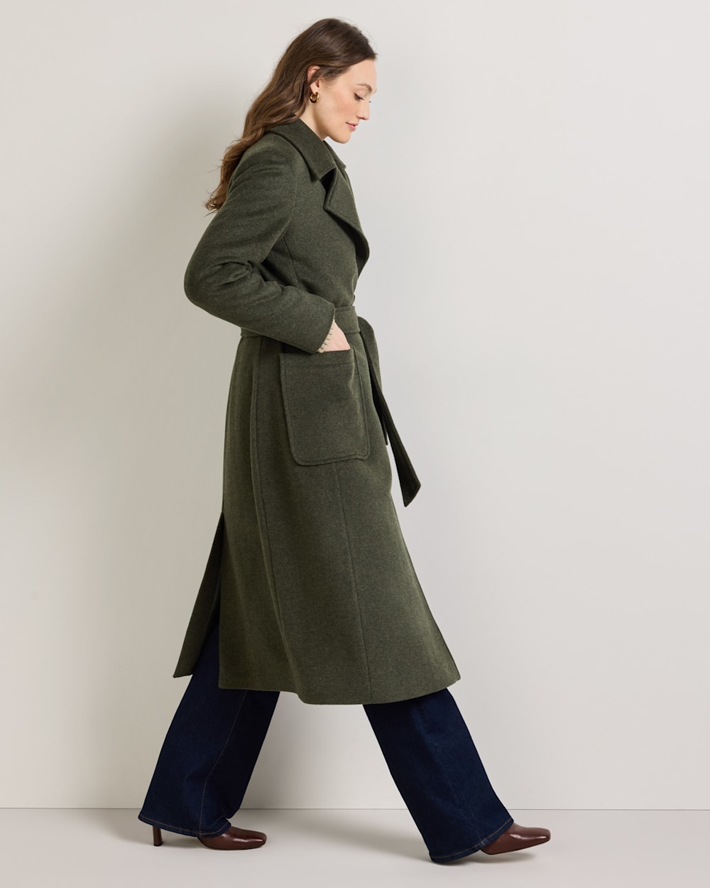 ALTERNATE VIEW OF WOMEN'S NOB HILL WOOL WRAP COAT IN DARK FIR image number 2