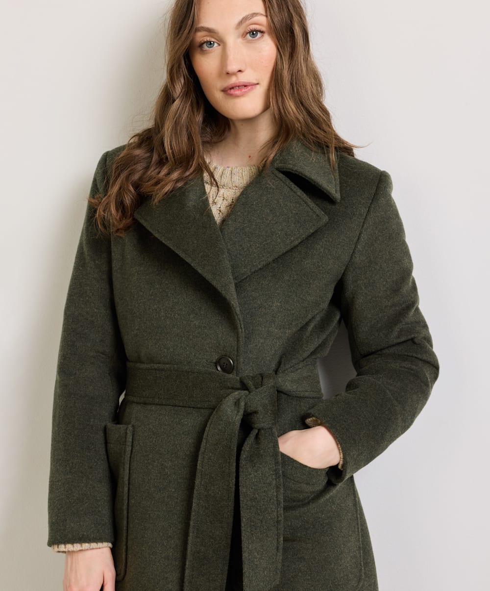 ALTERNATE VIEW OF WOMEN'S NOB HILL WOOL WRAP COAT IN DARK FIR image number 4