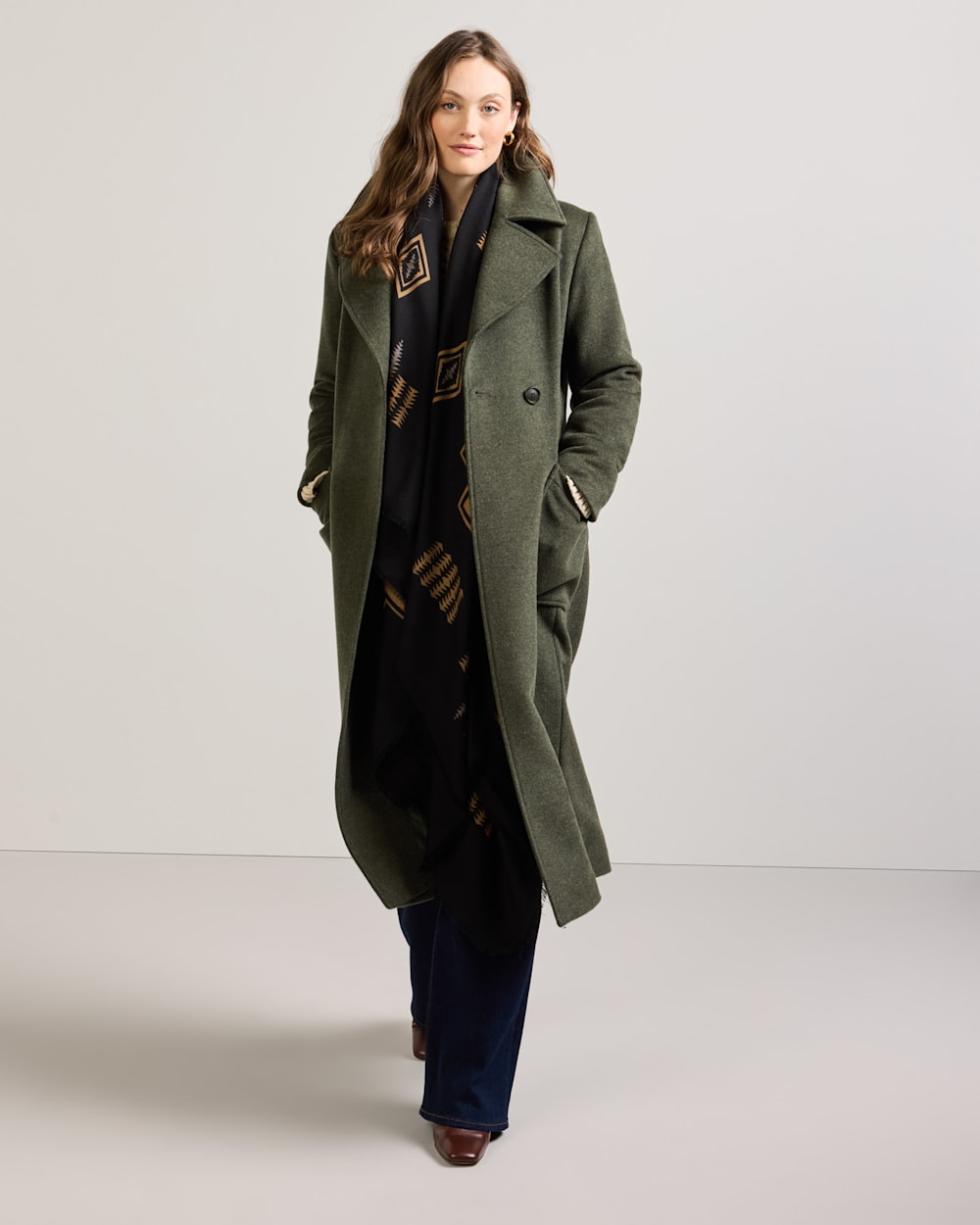 ALTERNATE VIEW OF WOMEN'S NOB HILL WOOL WRAP COAT IN DARK FIR image number 5