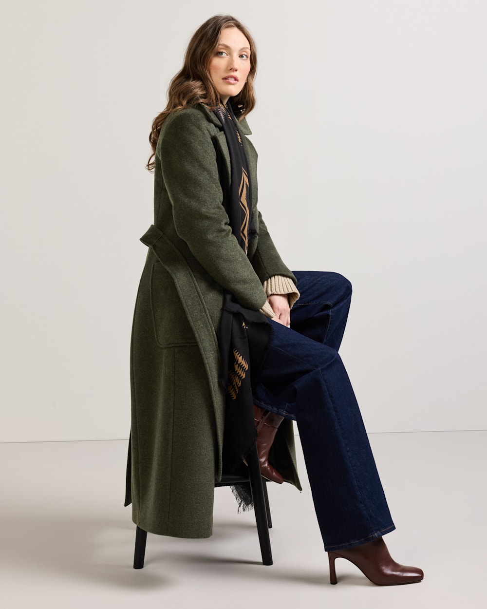 ALTERNATE VIEW OF WOMEN'S NOB HILL WOOL WRAP COAT IN DARK FIR image number 6
