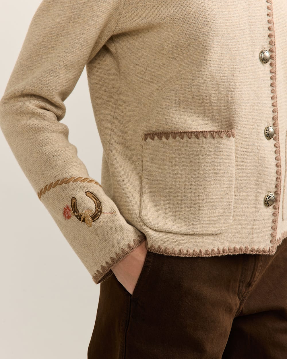 ALTERNATE VIEW OF WOMEN'S WESTERN SOUVENIR CARDIGAN IN NATURAL image number 5