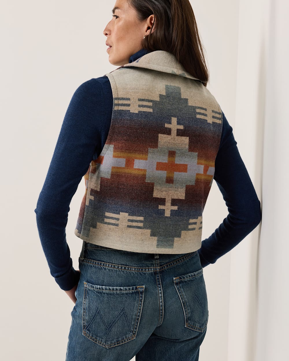 ALTERNATE VIEW OF WOMEN'S DAKOTA WOOL VEST IN BLUE MIX SHIPROCK image number 2
