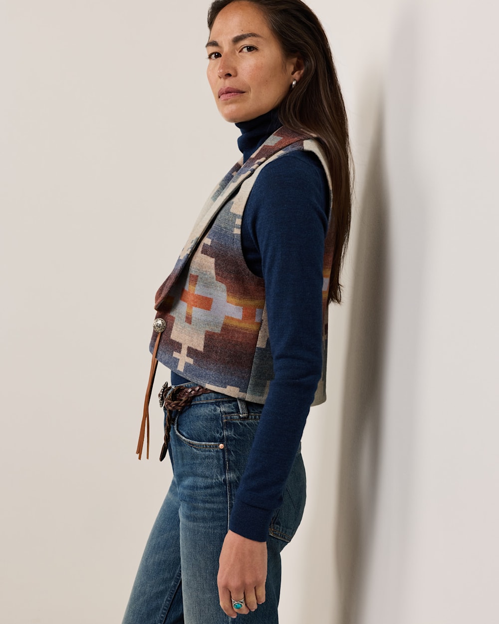 ALTERNATE VIEW OF WOMEN'S DAKOTA WOOL VEST IN BLUE MIX SHIPROCK image number 3
