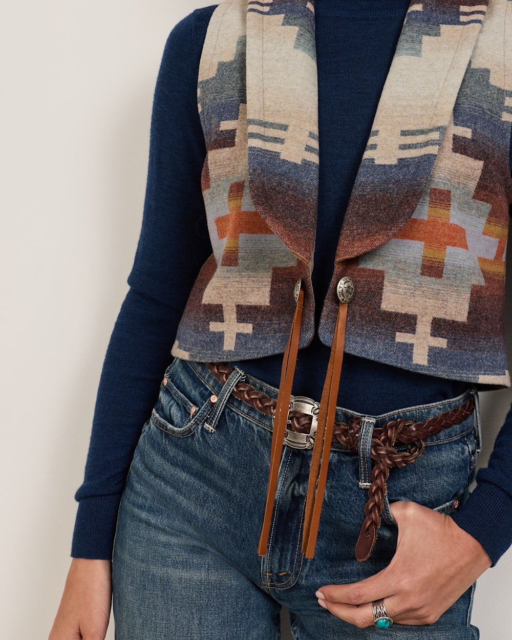 ALTERNATE VIEW OF WOMEN'S DAKOTA WOOL VEST IN BLUE MIX SHIPROCK image number 4