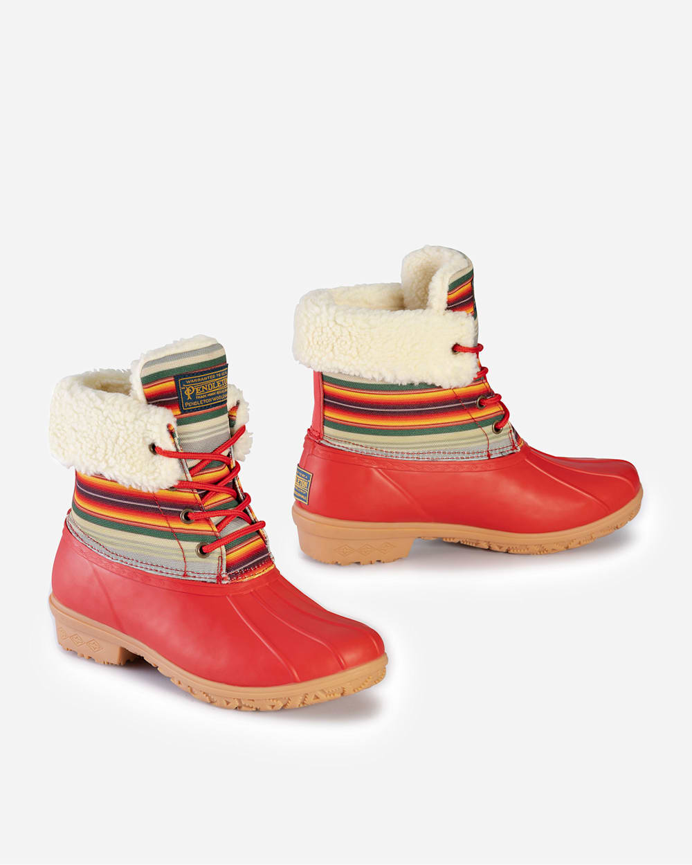 ALTERNATE VIEW OF WOMEN'S SERAPE ROLL TOP DUCK BOOTS IN RED image number 2