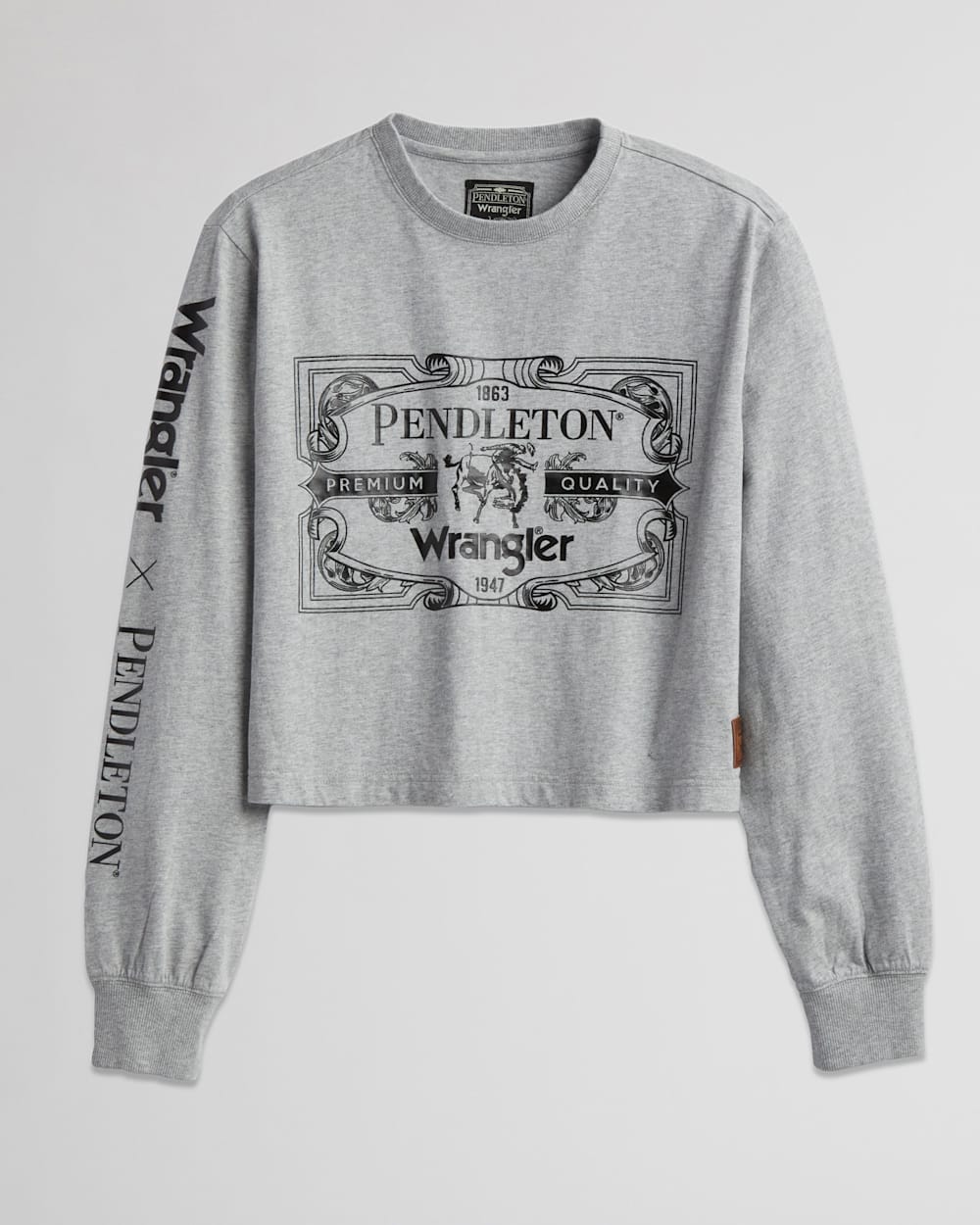 WRANGLER X PENDLETON WOMEN'S LONG-SLEEVE CROPPED LOGO TEE IN GREY image number 1