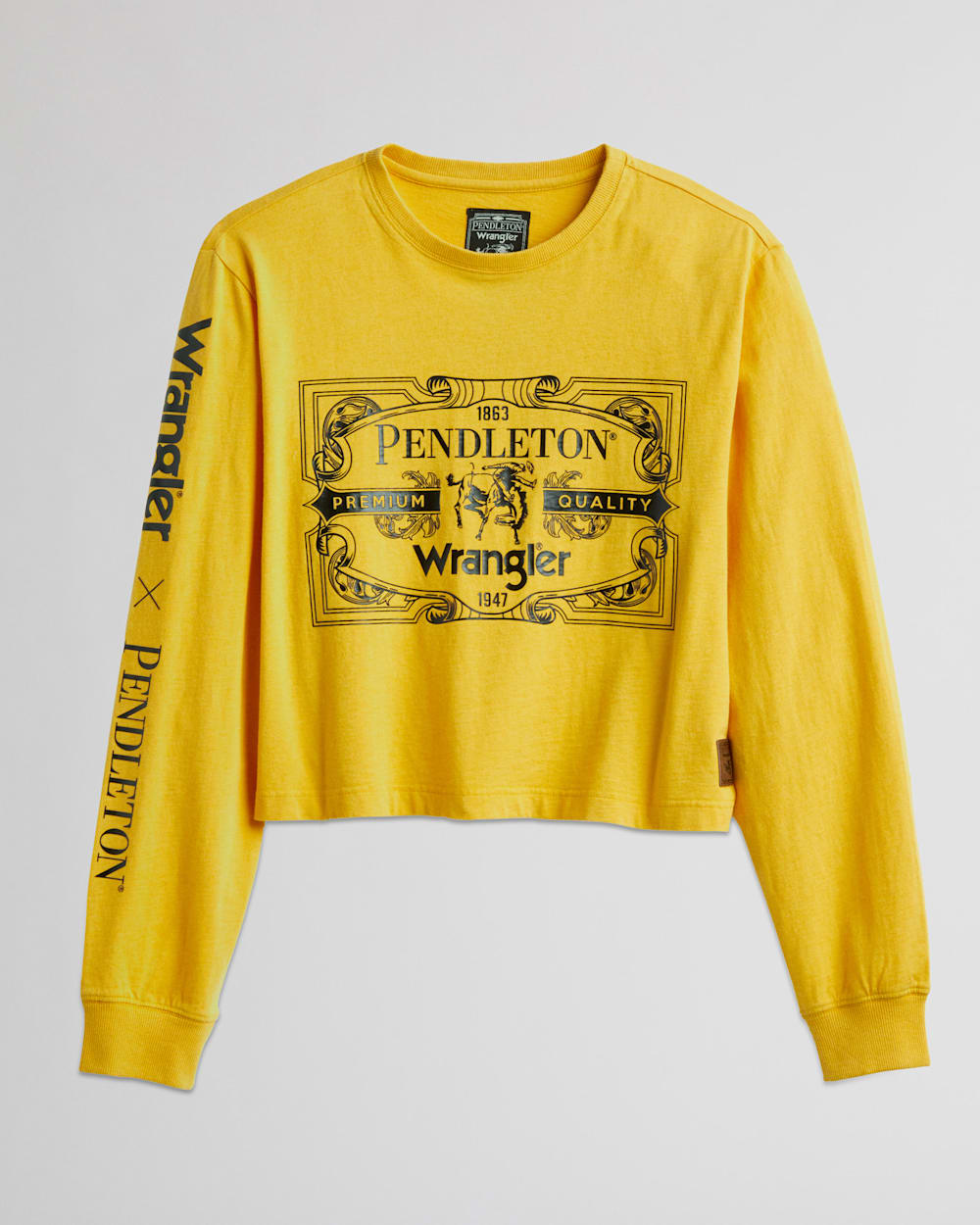 WRANGLER X PENDLETON WOMEN'S LONG-SLEEVE CROPPED LOGO TEE IN YELLOW image number 1