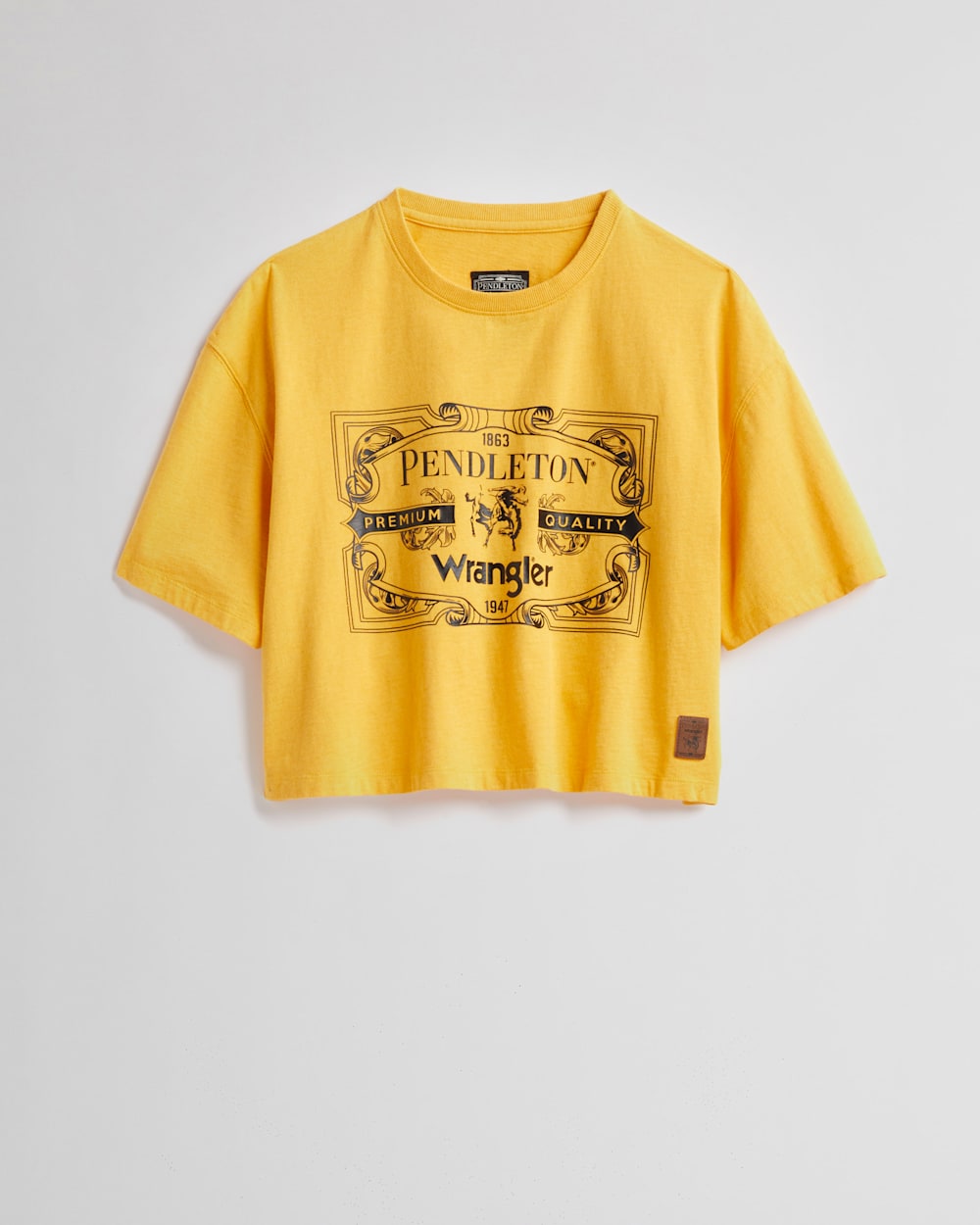 WRANGLER X PENDLETON WOMEN'S SHORT-SLEEVE CROPPED LOGO TEE IN YELLOW image number 1