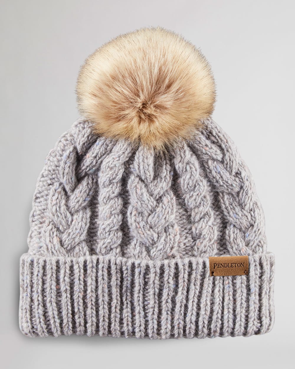 MERINO CABLE KNIT HAT IN GREY image number 1