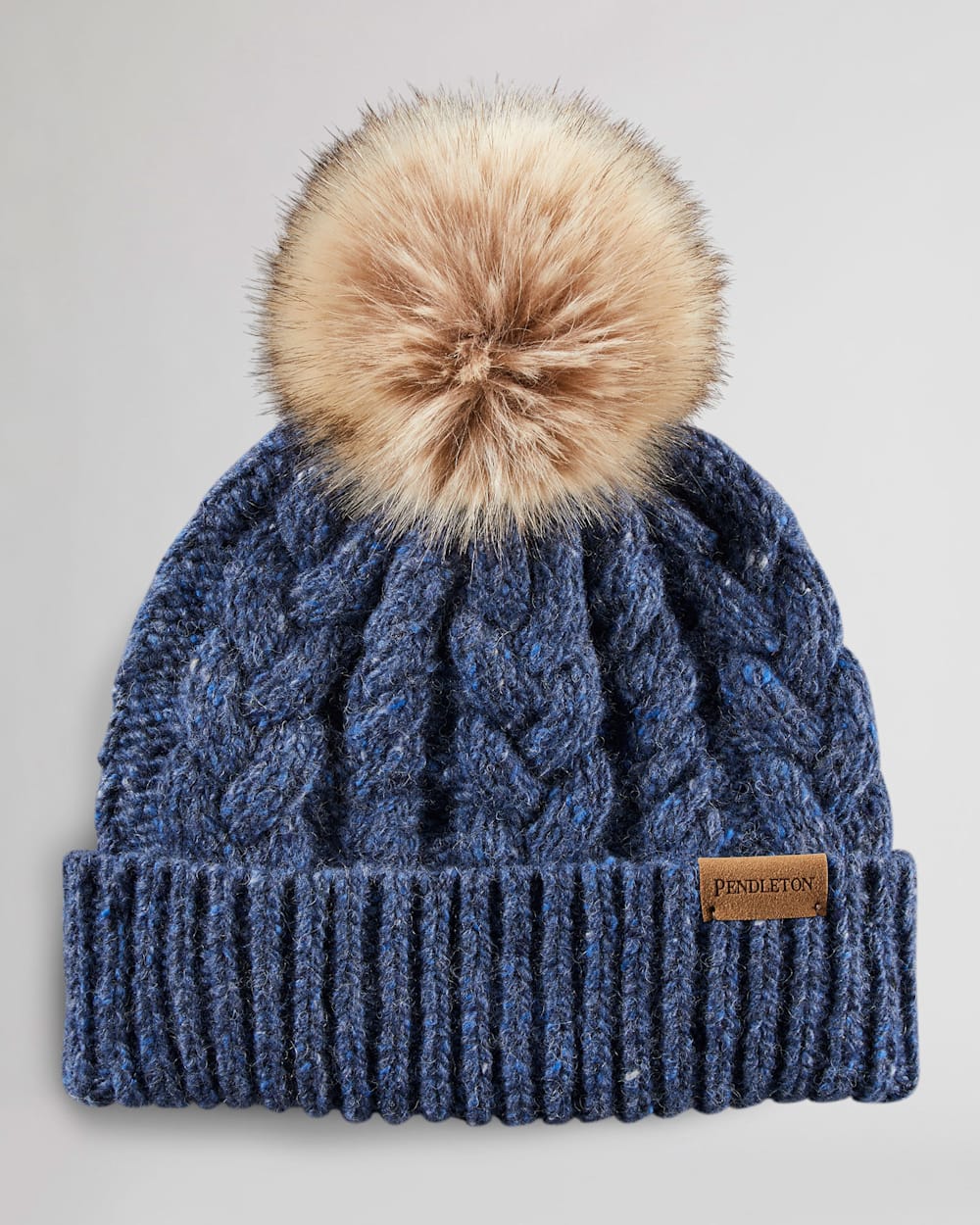 MERINO CABLE KNIT HAT IN DENIM image number 1