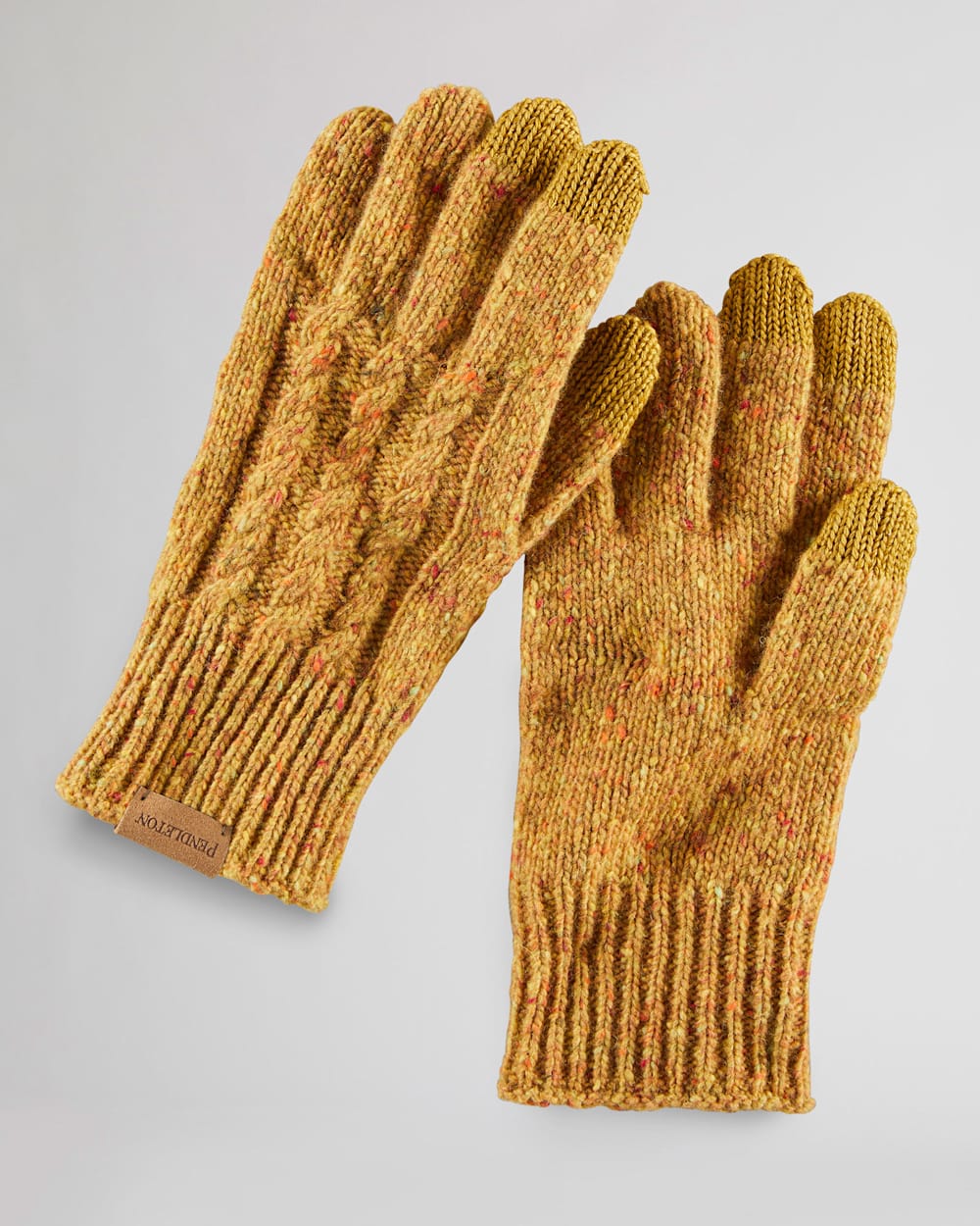 MERINO CABLE KNIT TEXTING GLOVE IN YELLOW image number 1