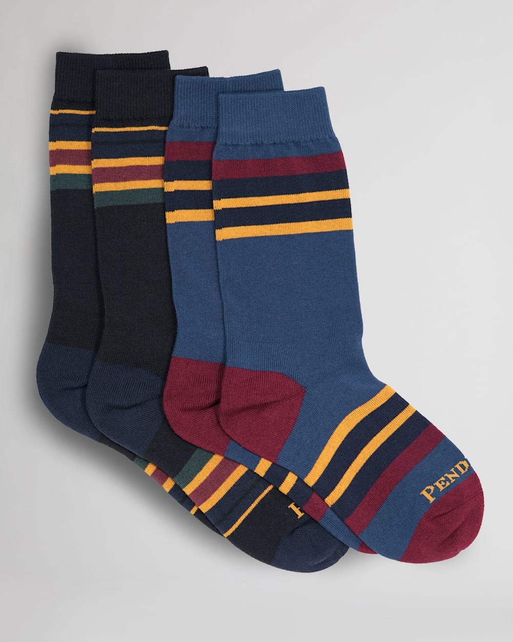 2-PACK YAKIMA CAMP STRIPE SOCKS IN OXFORD NAVY/LAKE BLUE image number 1