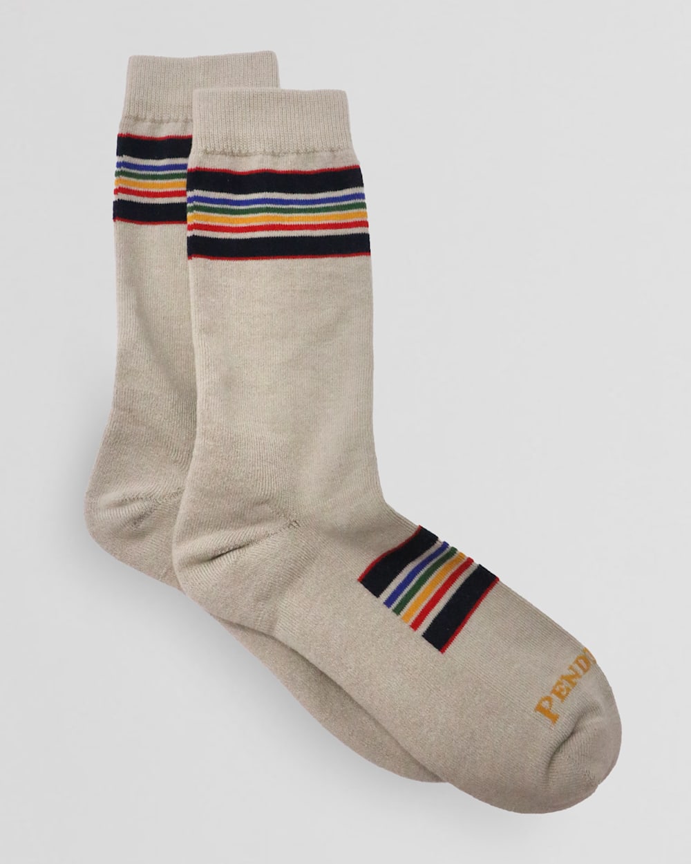 NATIONAL PARK STRIPE CREW SOCKS IN YELLOWSTONE TAUPE image number 1
