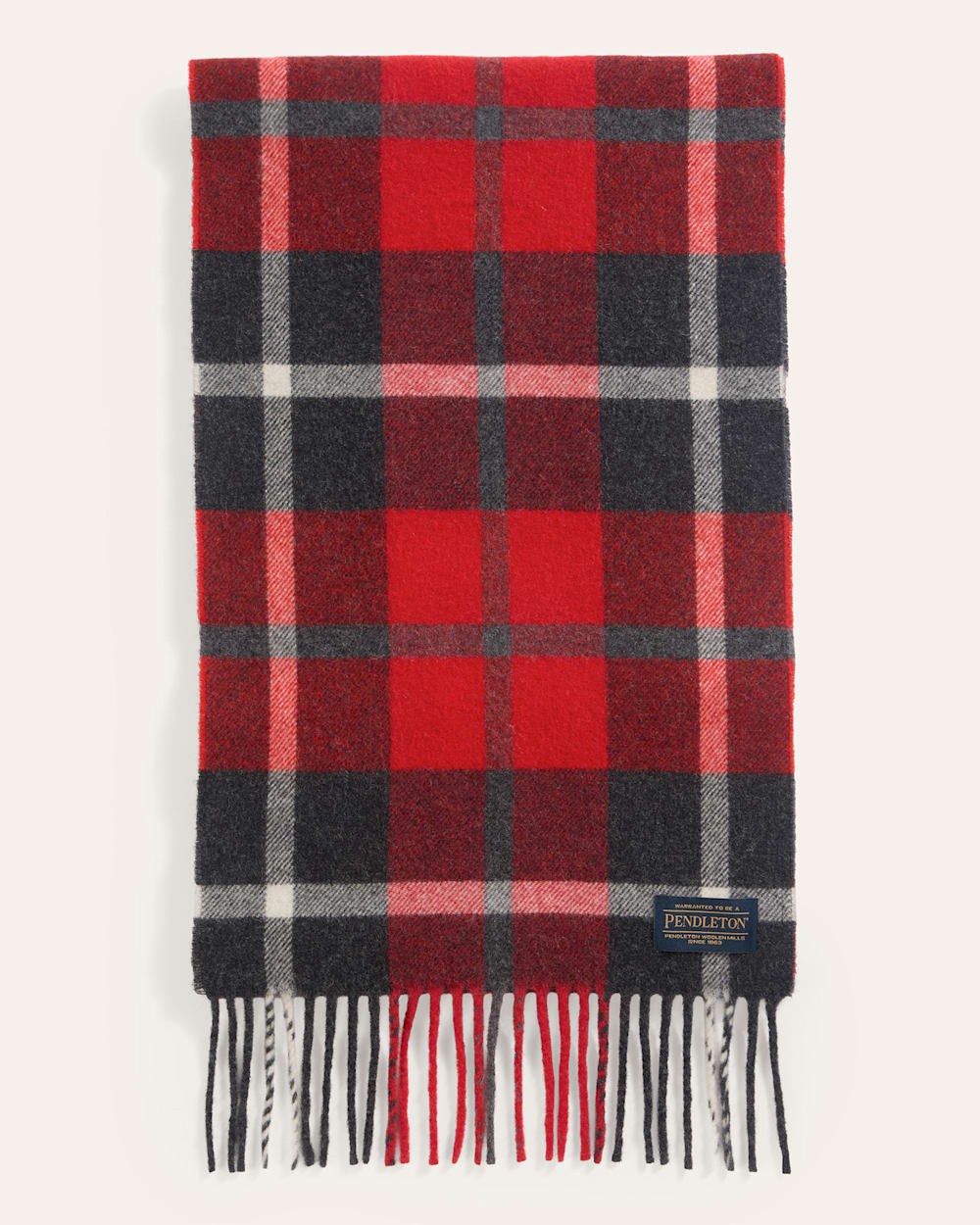 WHISPERWOOL MUFFLER IN RED/CHARCOAL PLAID image number 1