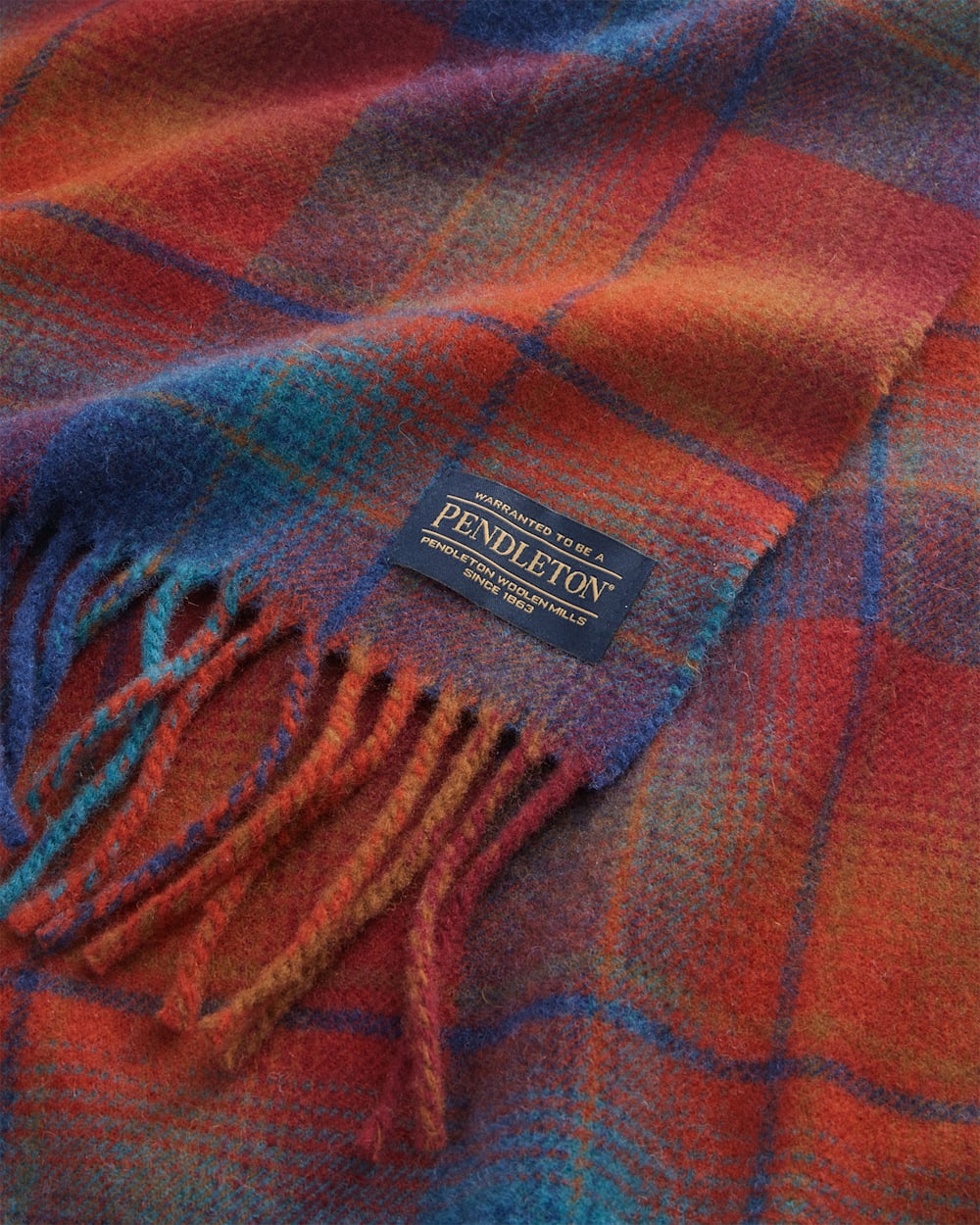 ALTERNATE VIEW OF WHISPERWOOL MUFFLER IN MAROON/TEAL image number 2