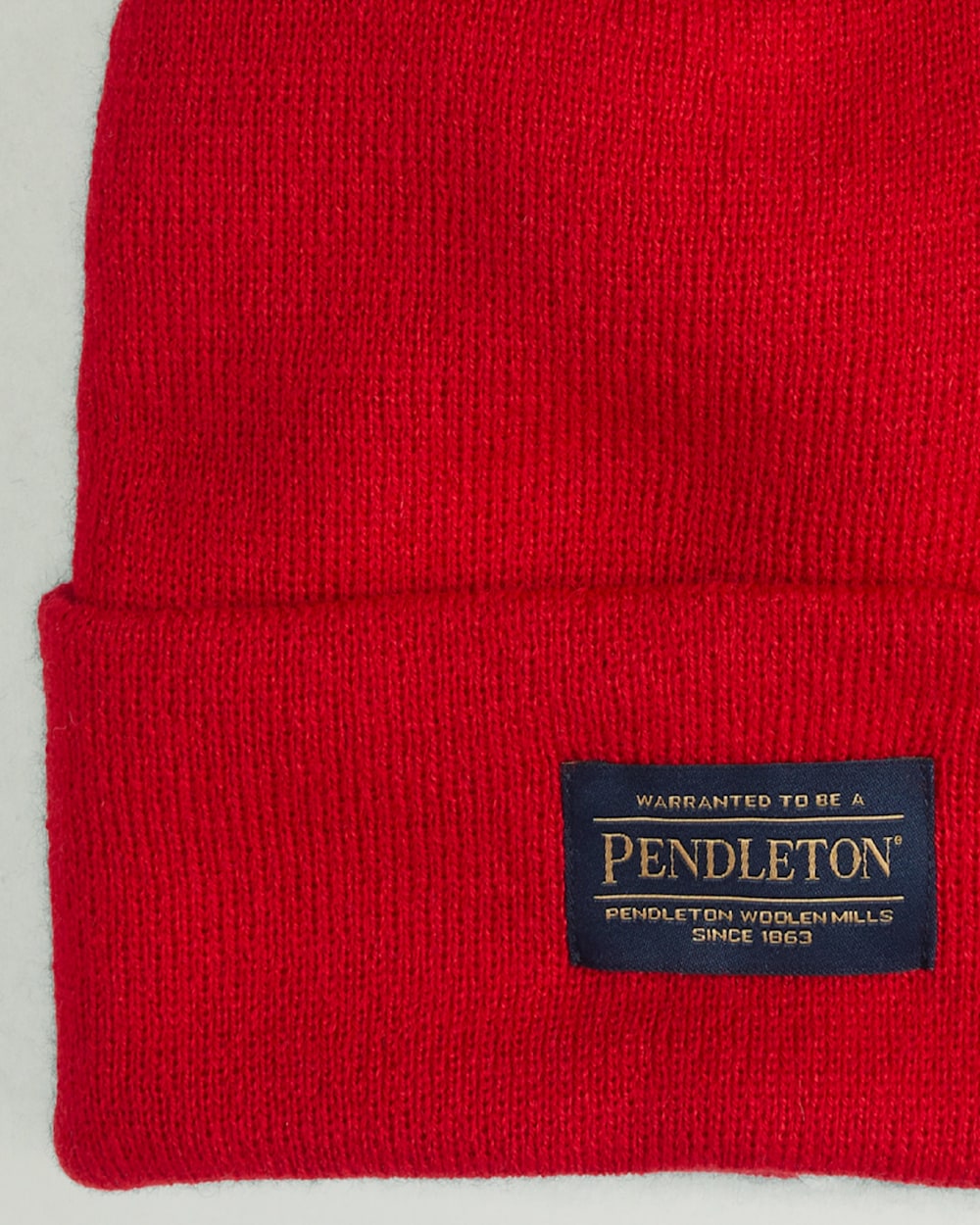 CLOSE UP VIEW OF PENDLETON BEANIE IN RED image number 2