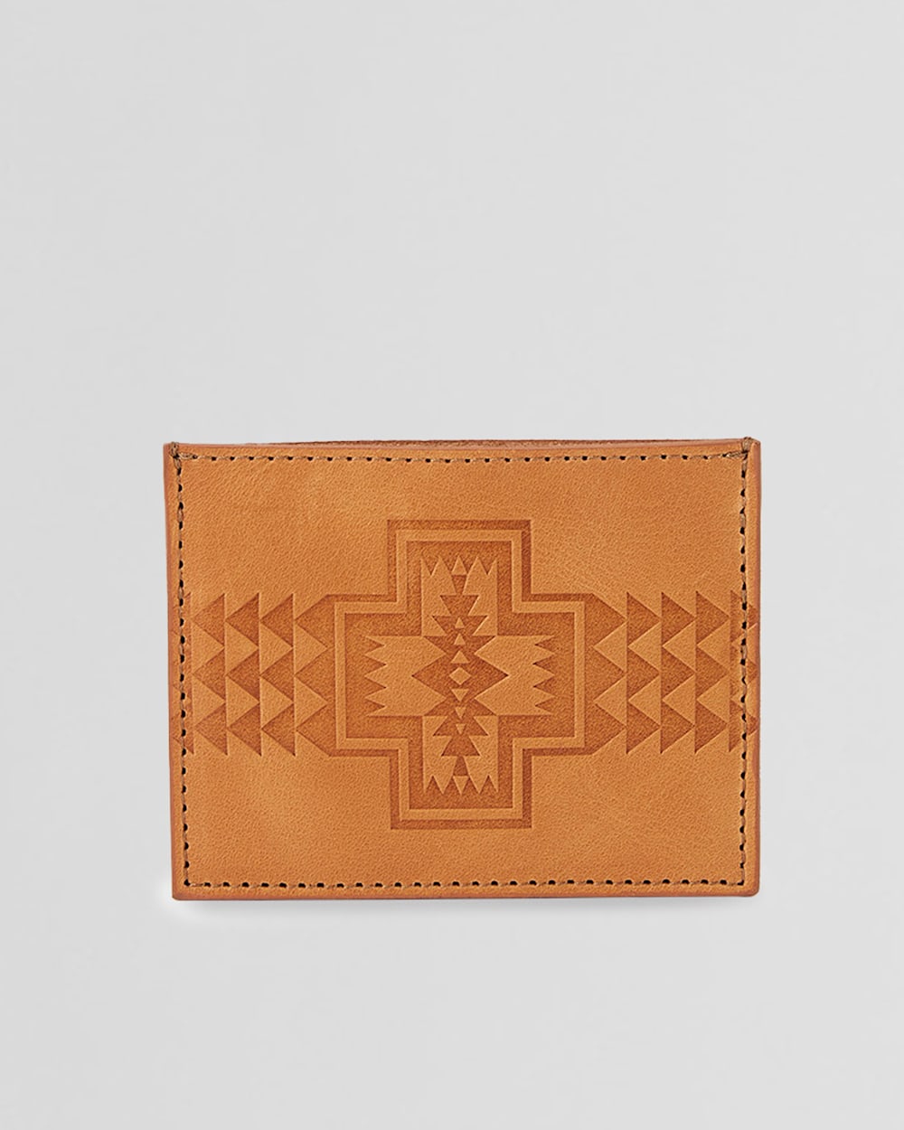 LEATHER EMBOSSED SLIM POCKET WALLET IN TAN image number 1