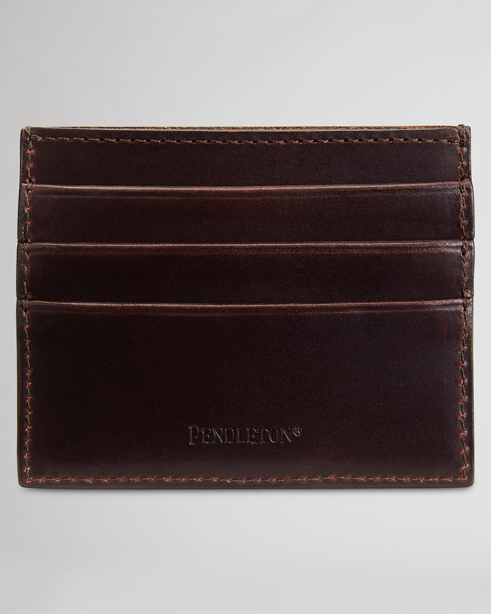 ALTERNATE VIEW OF LEATHER EMBOSSED SLIM POCKET WALLET IN DARK BROWN image number 3