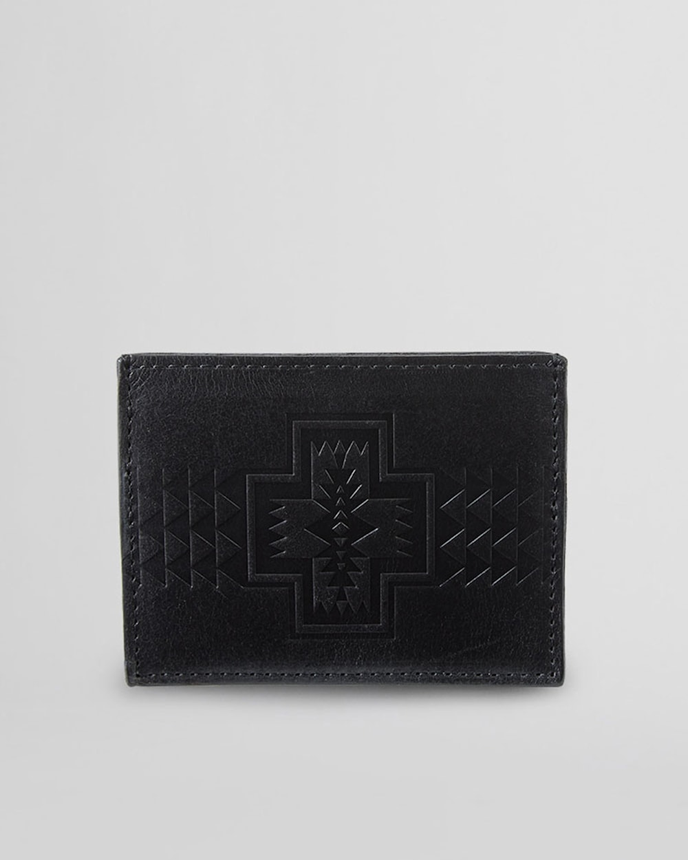 LEATHER EMBOSSED SLIM POCKET WALLET IN BLACK image number 1