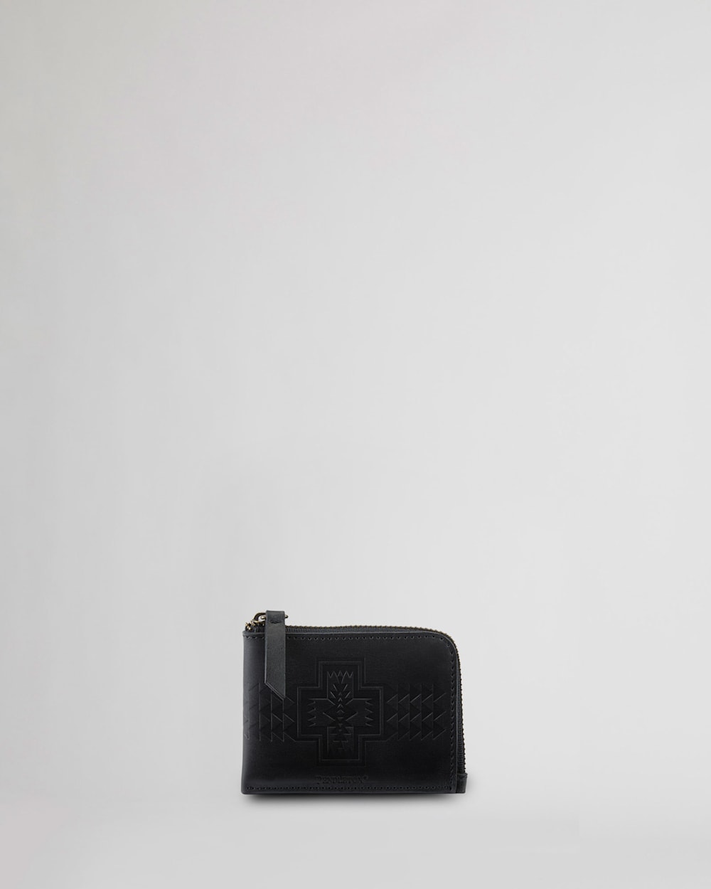 LEATHER EMBOSSED ZIP WALLET IN BLACK image number 1