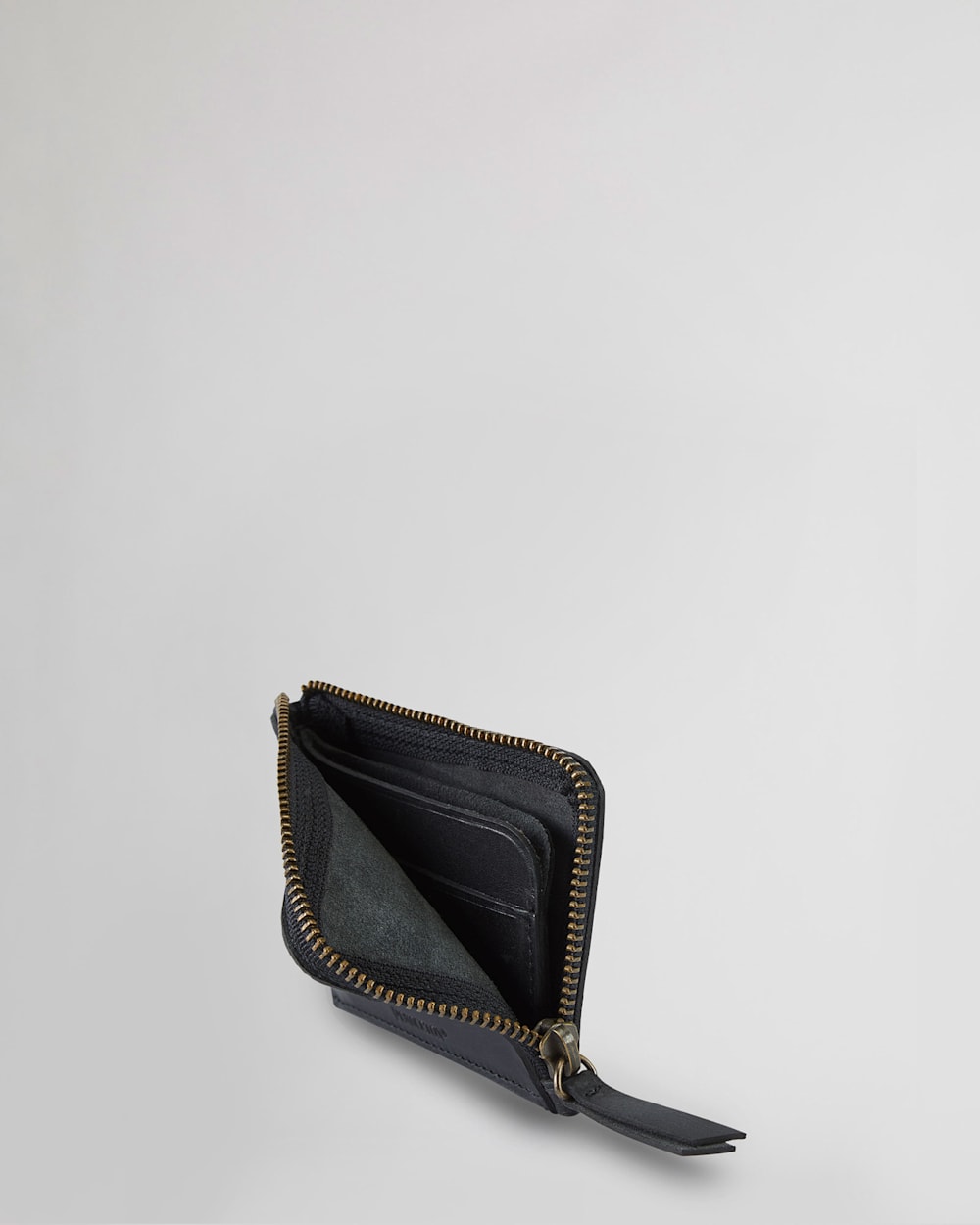 ALTERNATE VIEW OF LEATHER EMBOSSED ZIP WALLET IN BLACK image number 2