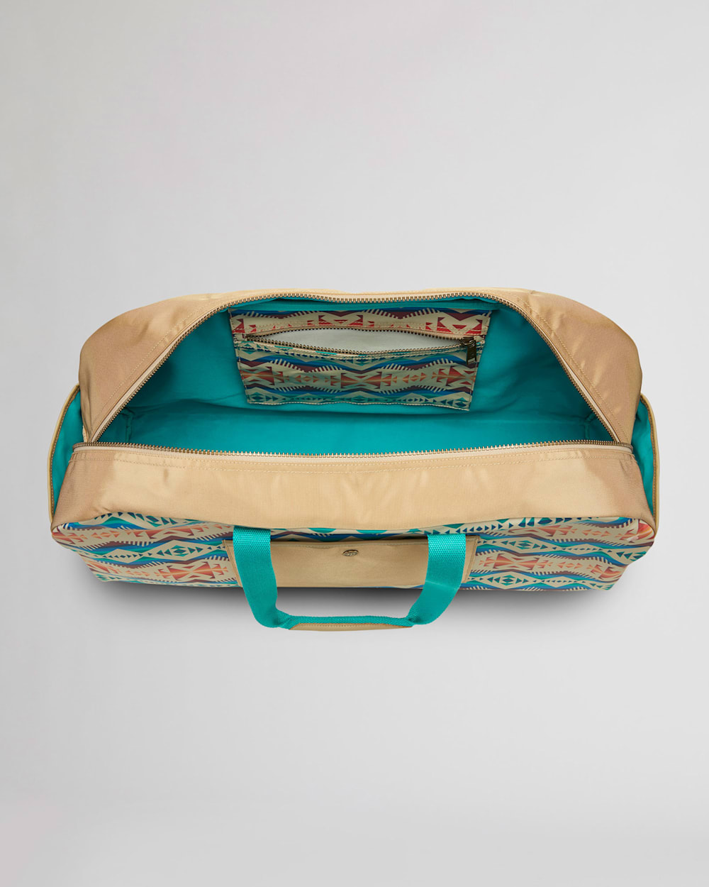 ALTERNATE VIEW OF LOS LUNAS CANOPY CANVAS DUFFEL BAG IN TAN MULTI image number 2
