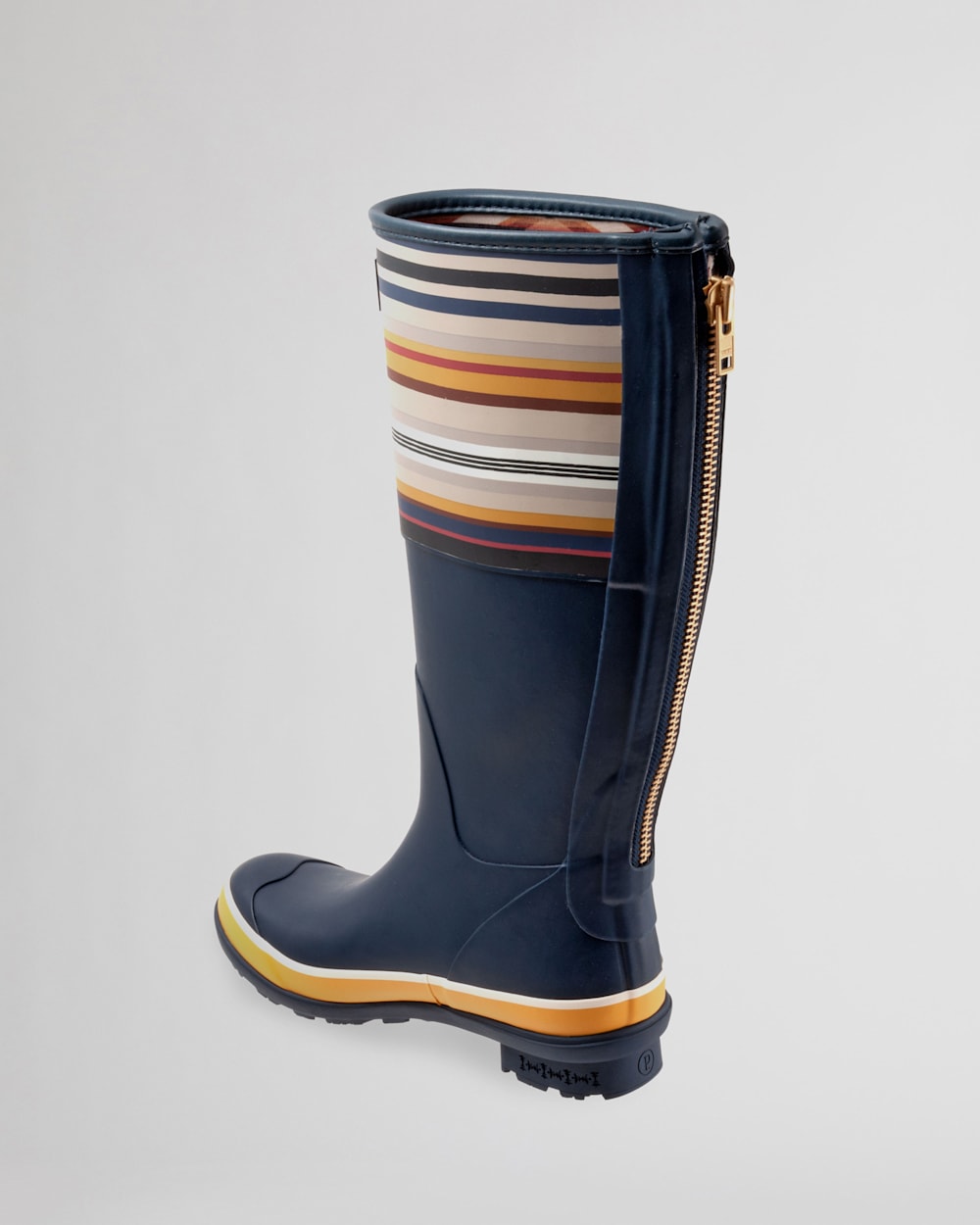 ALTERNATE VIEW OF WOMEN'S BRIDGER STRIPE TALL RAIN BOOTS IN NAVY image number 2