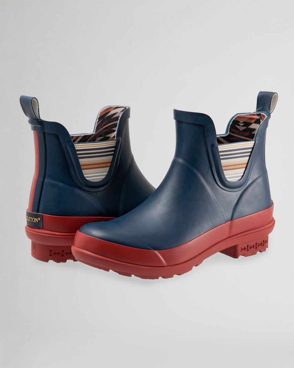 ALTERNATE VIEW OF WOMEN'S BRIDGER STRIPE CHELSEA RAIN BOOTS IN NAVY image number 5