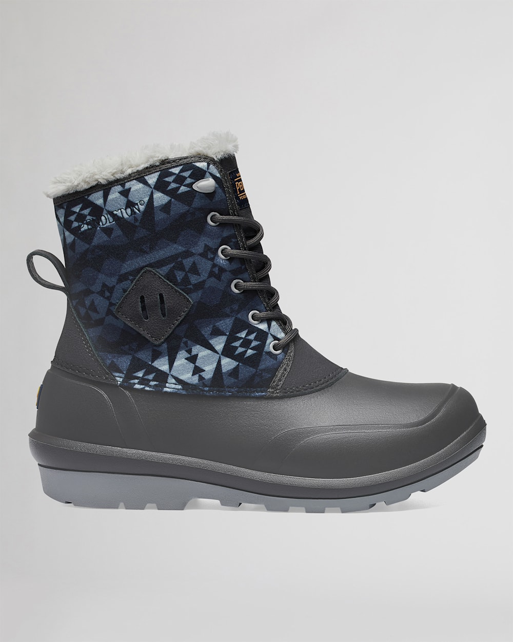 WOMEN'S LACE-UP 6 INCH SHELL BOOTS IN GREY PINSTRIPE image number 1