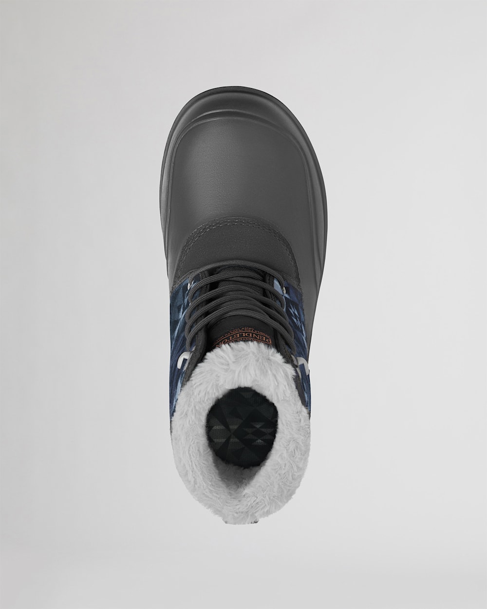 TOP VIEW OF WOMEN'S LACE-UP 6 INCH SHELL BOOTS IIN GREY PINSTRIPE image number 2