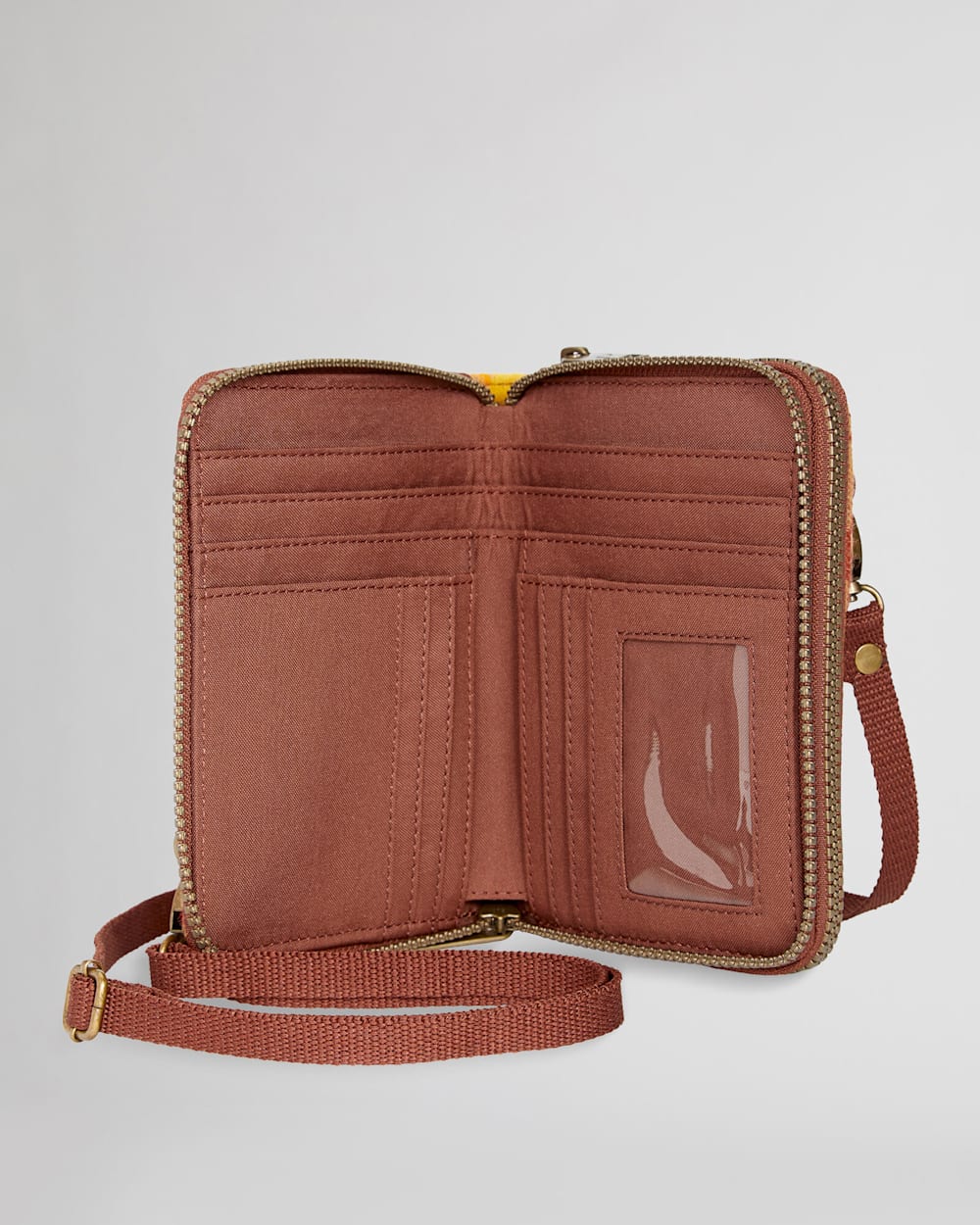 ALTERNATE VIEW OF CROSSBODY WALLET IN BROWN MISSION TRAILS image number 3