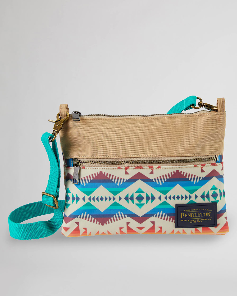 LOS LUNAS CANOPY CANVAS SACOCHE IN TAN MULTI image number 1