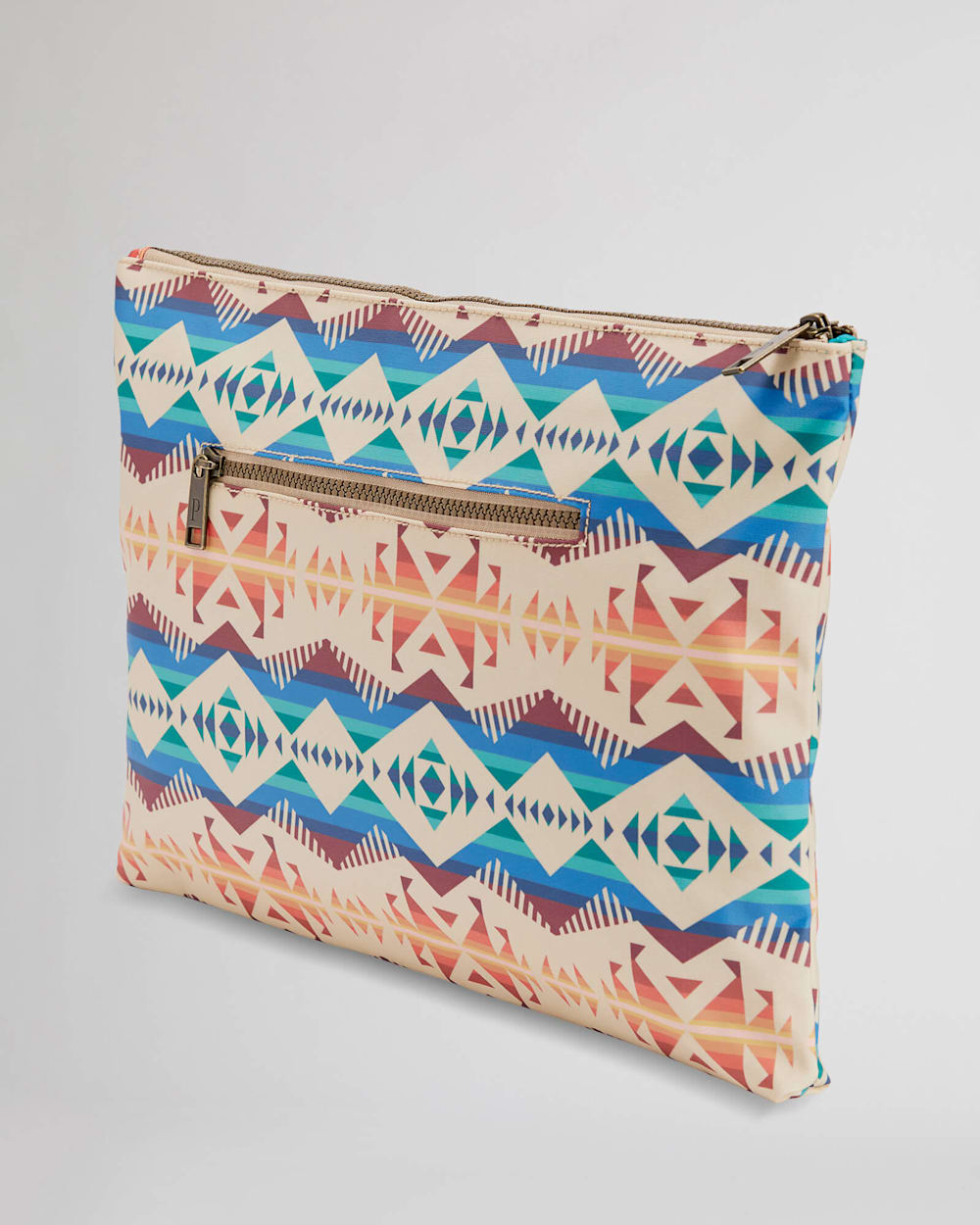 ALTERNATE VIEW OF LOS LUNAS CANOPY CANVAS BIG ZIP POUCH IN TAN MULTI image number 2