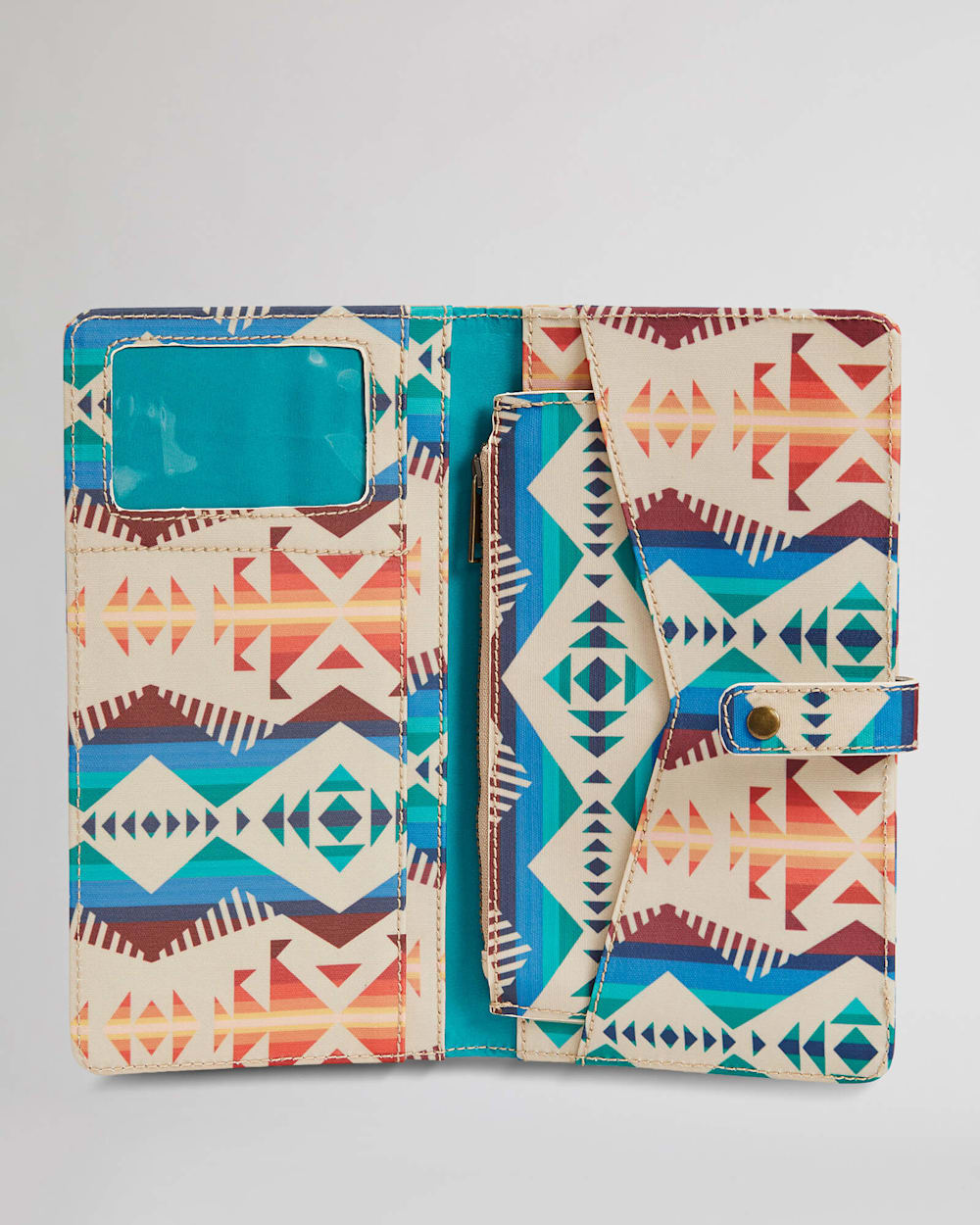 ALTERNATE VIEW OF LOS LUNAS CANOPY CANVAS PASSPORT CASE IN TAN MULTI image number 3