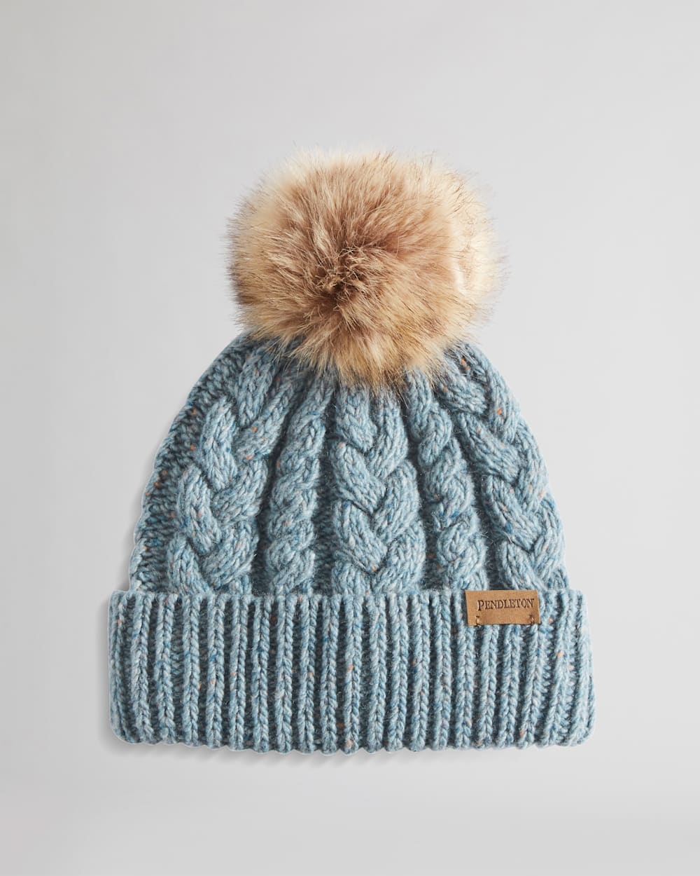 CABLE KNIT HAT IN LIGHT AQUA image number 1