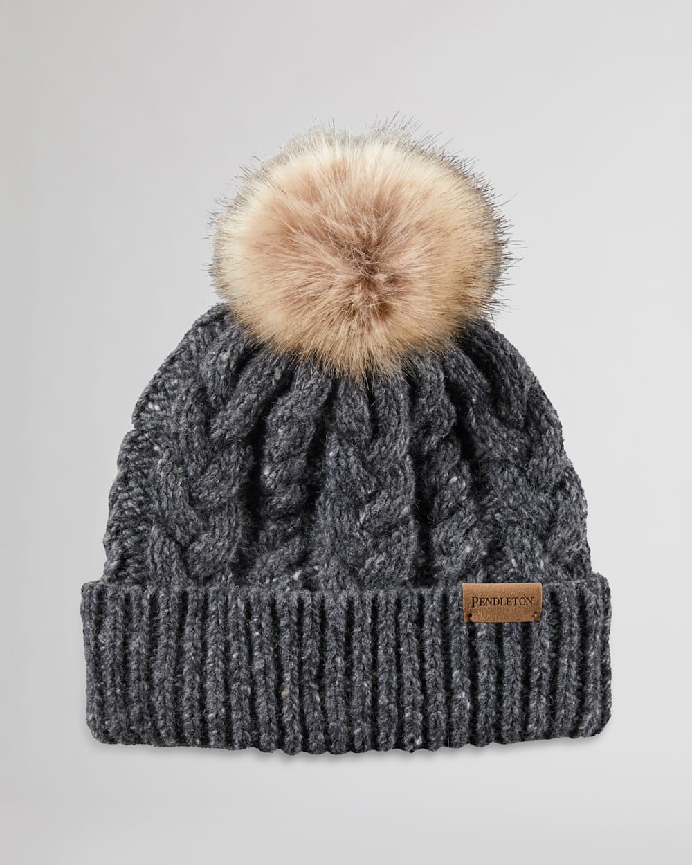 CABLE KNIT HAT IN BLACK image number 1