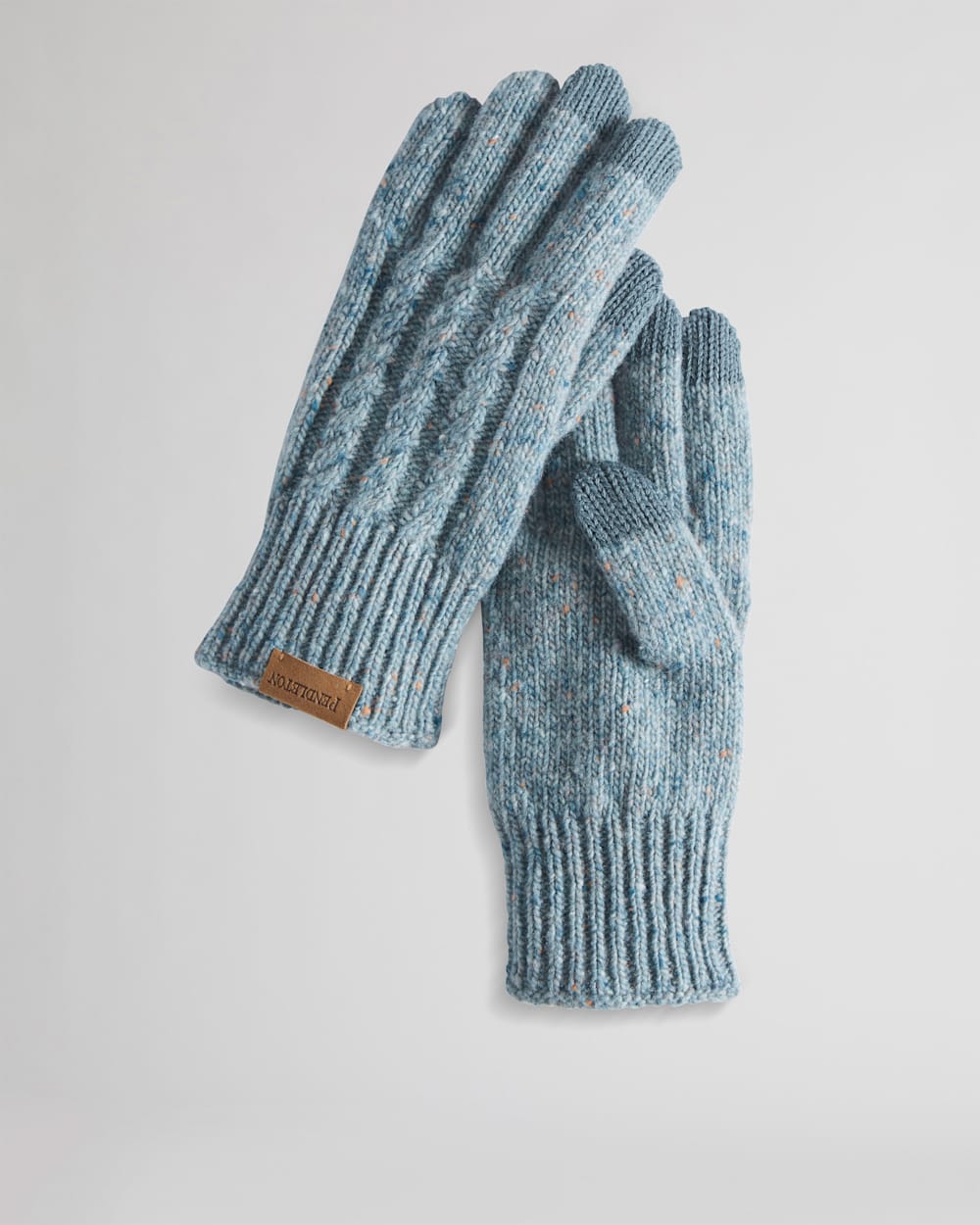 CABLE KNIT TEXTING GLOVE IN LIGHT AQUA image number 1